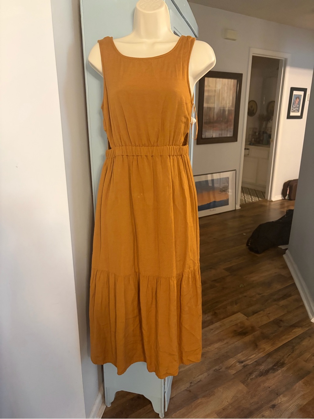Sincerely Jules Sleeveless Brown Midi Dress with Elastic Waist